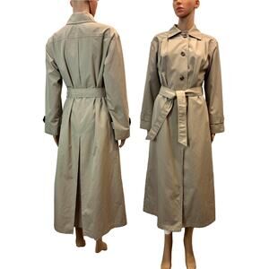 60s Brooks Brothers Trench Coat Womens S 6 Plaid Lined Belted Khaki Raincoat USA